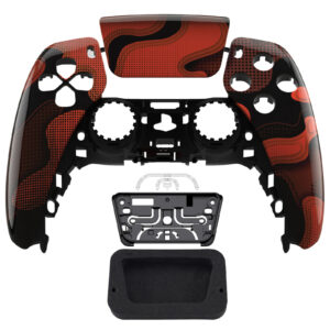 Glossy Red Black Camo Faceplate Shell Case compatible with PS5 Controller