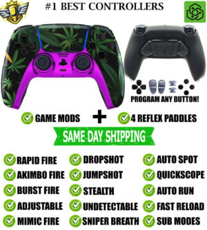 Purple Haze Pro V4 Modded+4 Paddles Silent Modz Wireless Controller for PS5