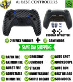 Carbon Fiber V2 Pro Modded + 2 Reflex Paddles Silent Modz Controller for PS5 OEM
