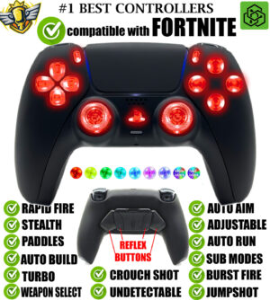 LED Pro Modded Controller for Fortnite Silent Modz Rapid Fire Paddles for PS5