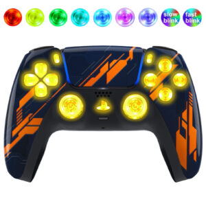 Orange Mecha Silent Modz LED Light Up Buttons Wireless Custom Controller for PS5