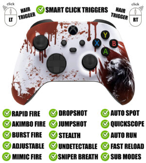Blood Zombie Silent Modz Smart Click Triggers Modded Controller for Xbox & PC