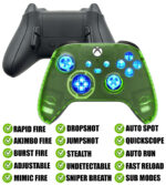 Clear Green LEDS + Reflex Buttons Rapid Fire Mod Controller for Xbox Series X S