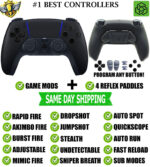 Black V4 Pro Modded + 4 Reflex Paddles Silent Modz Wireless Controller for PS5
