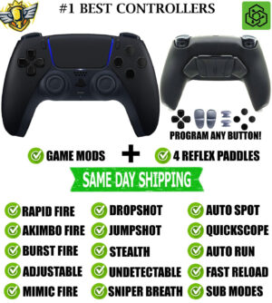 Black V4 Pro Modded + 4 Reflex Paddles Silent Modz Wireless Controller for PS5