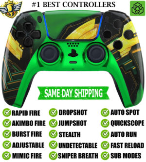 Green Ragnarok Silent Modz New Rapid Fire Mod Wireless Modded Controller for PS5