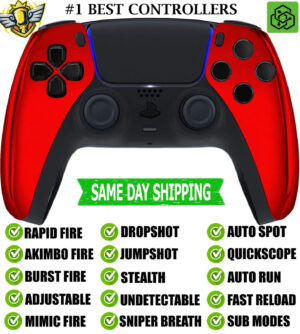 Red Chrome Silent Modz New Rapid Fire Best Wireless Modded Controller for PS5