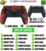 Red Skulls Pro V4 Modded+4 Paddles Silent Modz Wireless Controller for PS5