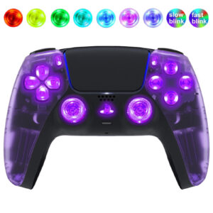 Purple Clear Silent Modz LED Light Up Buttons Wireless Custom Controller for PS5
