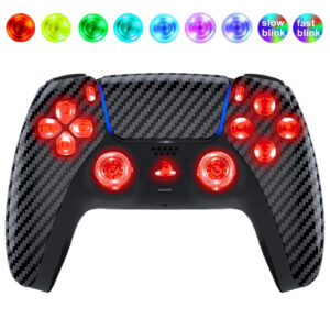 Carbon Fiber Silent Modz LED Light Up Buttons Wireless Custom Controller for PS5