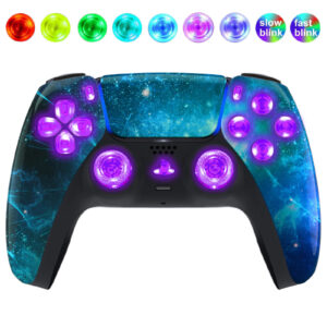 Blue Nebula Silent Modz LED Light Up Buttons Wireless Custom Controller for PS5