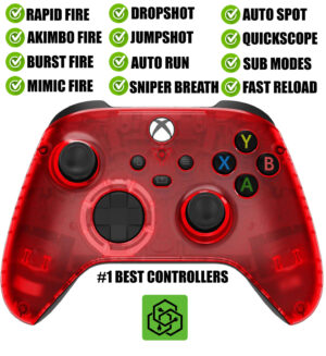 Clear Red Silent Modz Rapid Fire Modded Controller for Xbox One Series X S