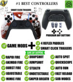 Red Zombie Click Triggers + V4 Modded + 4 Paddles Silent Modz Controller for PS5