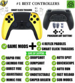Gold Chrome Click Triggers + V4 MOD + 4 Paddles Silent Modz Controller for PS5