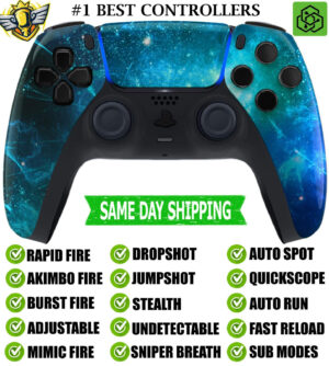 Blue Nebula Silent Modz New Rapid Fire Mod Wireless Modded Controller for PS5