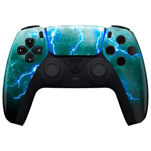 Green Storm Glossy Faceplate Front Shell Case compatible with PS5 Controller - Image 3
