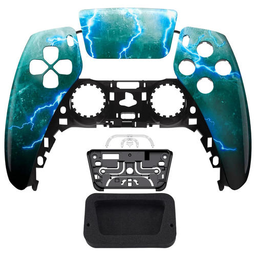 Green Storm Glossy Faceplate Front Shell Case compatible with PS5 Controller