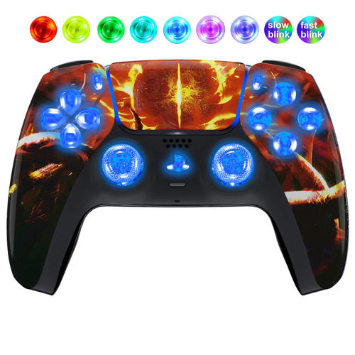 Flaming Over Silent Modz LED Light Buttons Wireless Custom Controller for PS5