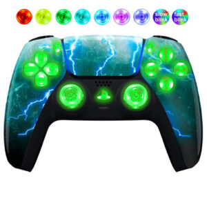 Green Storm Silent Modz LED Light Buttons Wireless Custom Controller for PS5