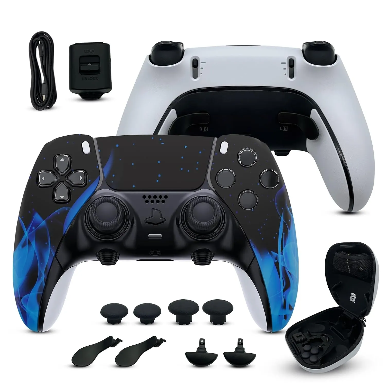 Blue Flames custom PS5 Edge controller bundle and accessories