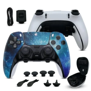 Blue Nebula custom PS5 Edge controller bundle and accessories