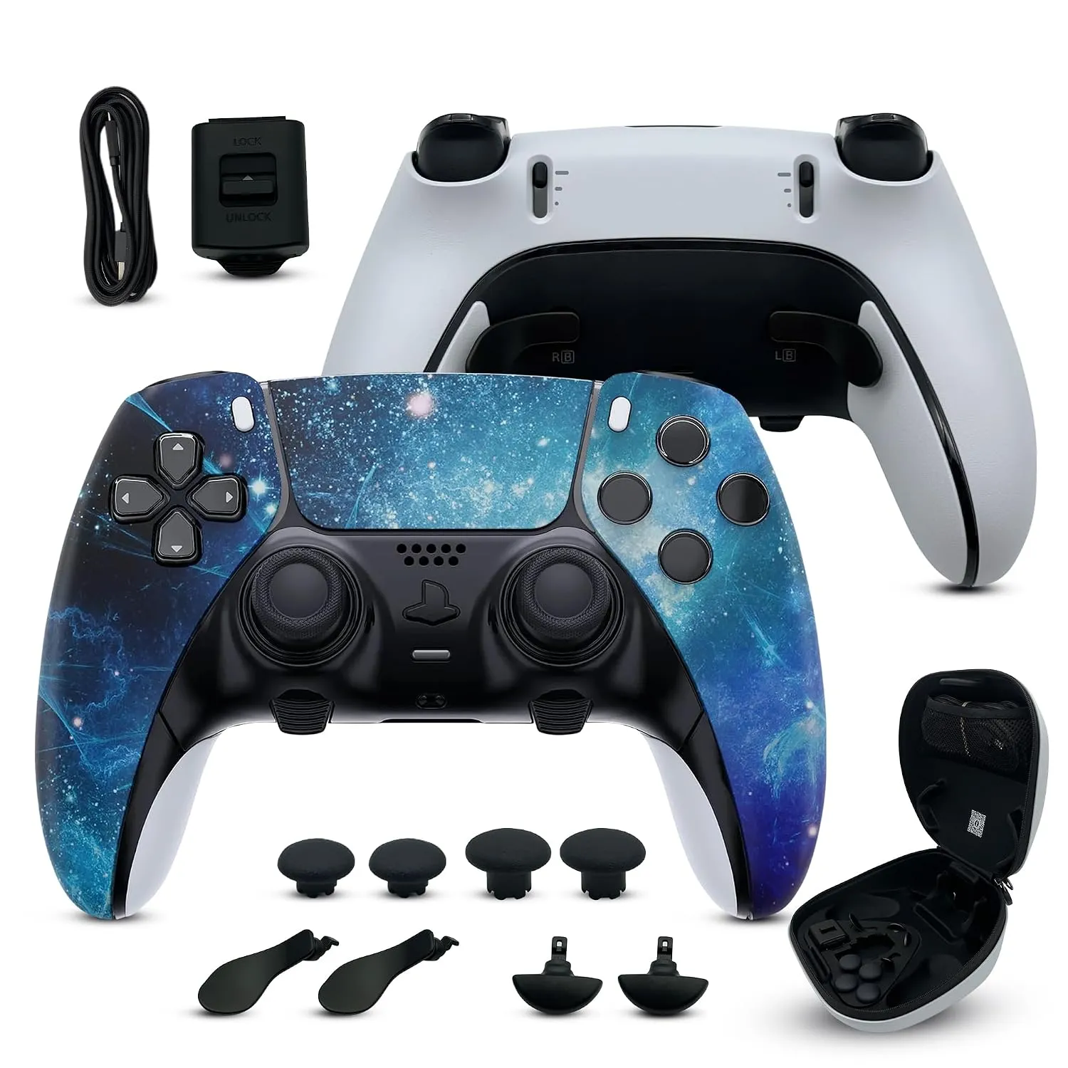 Blue Nebula custom PS5 Edge controller bundle and accessories