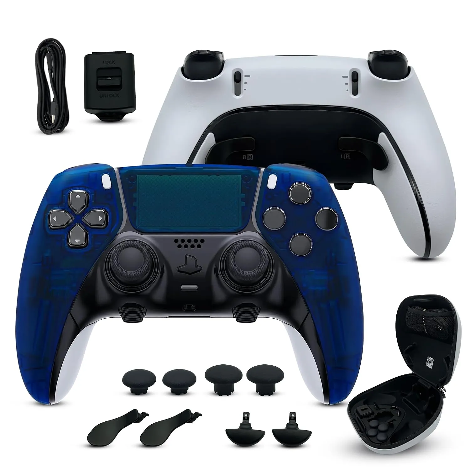 Clear Blue custom PS5 Edge controller bundle and accessories