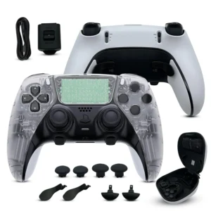 Clear custom PS5 Edge controller bundle and accessories