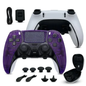 Clear Purple custom PS5 Edge controller bundle and accessories