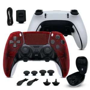 Clear Red custom PS5 Edge controller bundle and accessories
