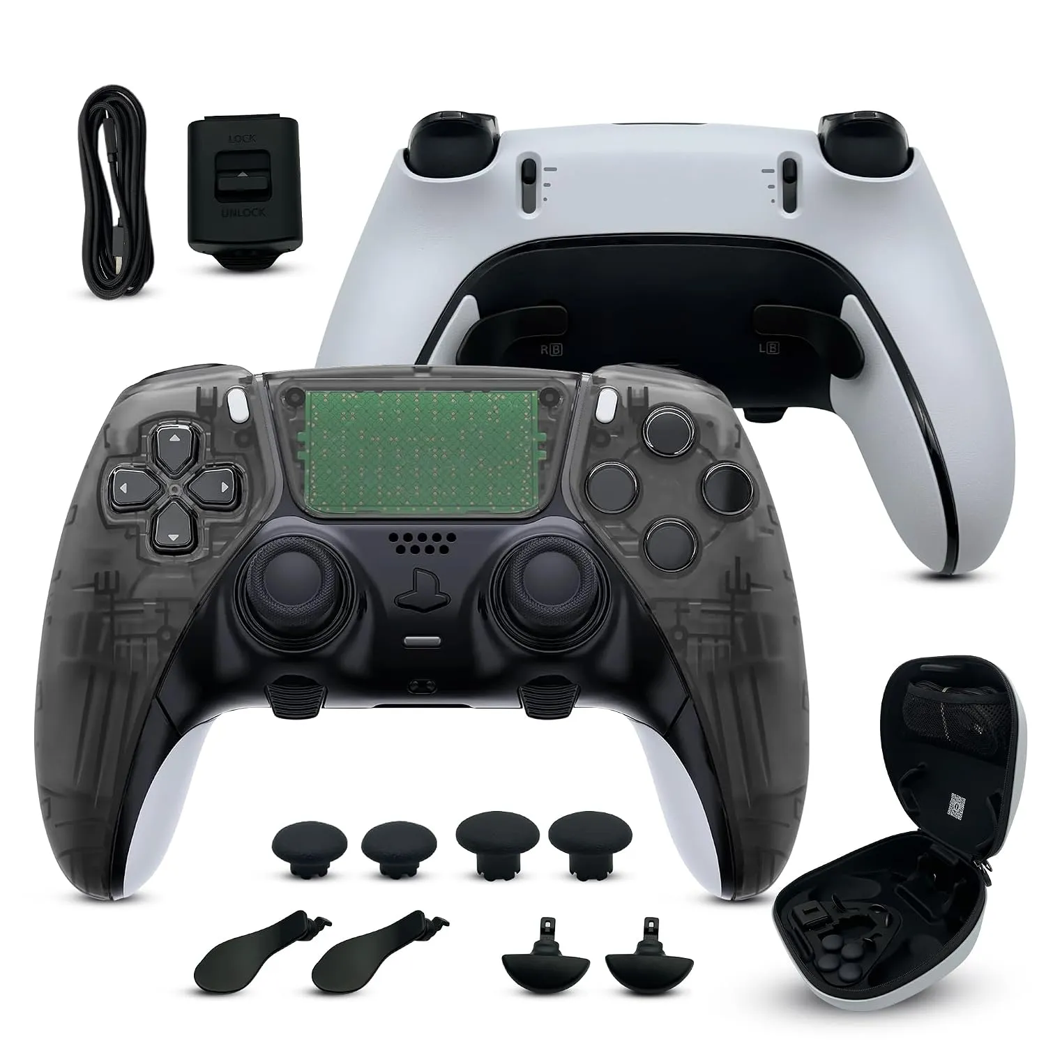 Clear Smoked custom PS5 Edge controller bundle and accessories