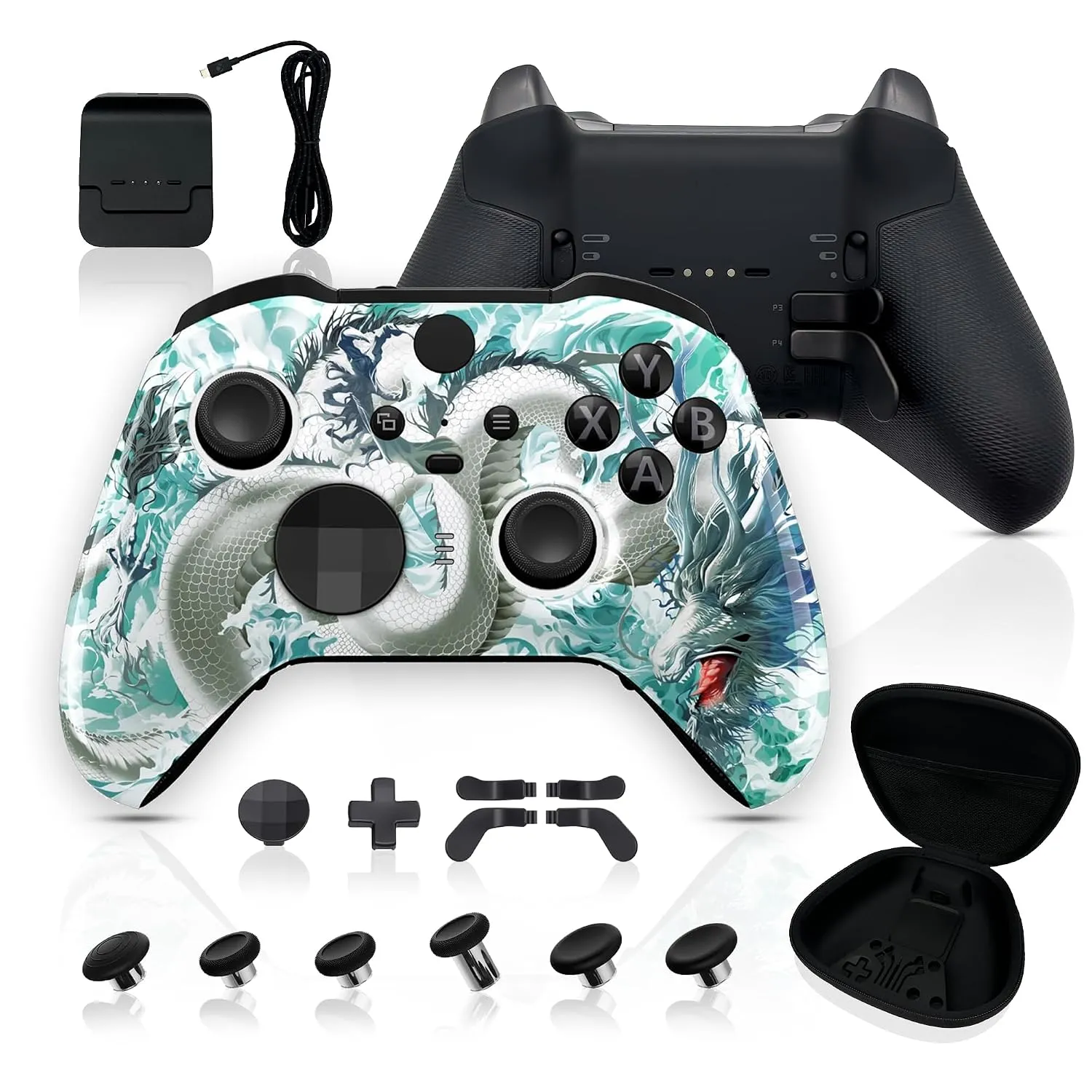 Jade Dragon custom Xbox Elite Series 2 controller bundle and accessories