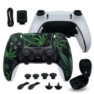 Weed Leaf custom PS5 Edge controller bundle and accessories