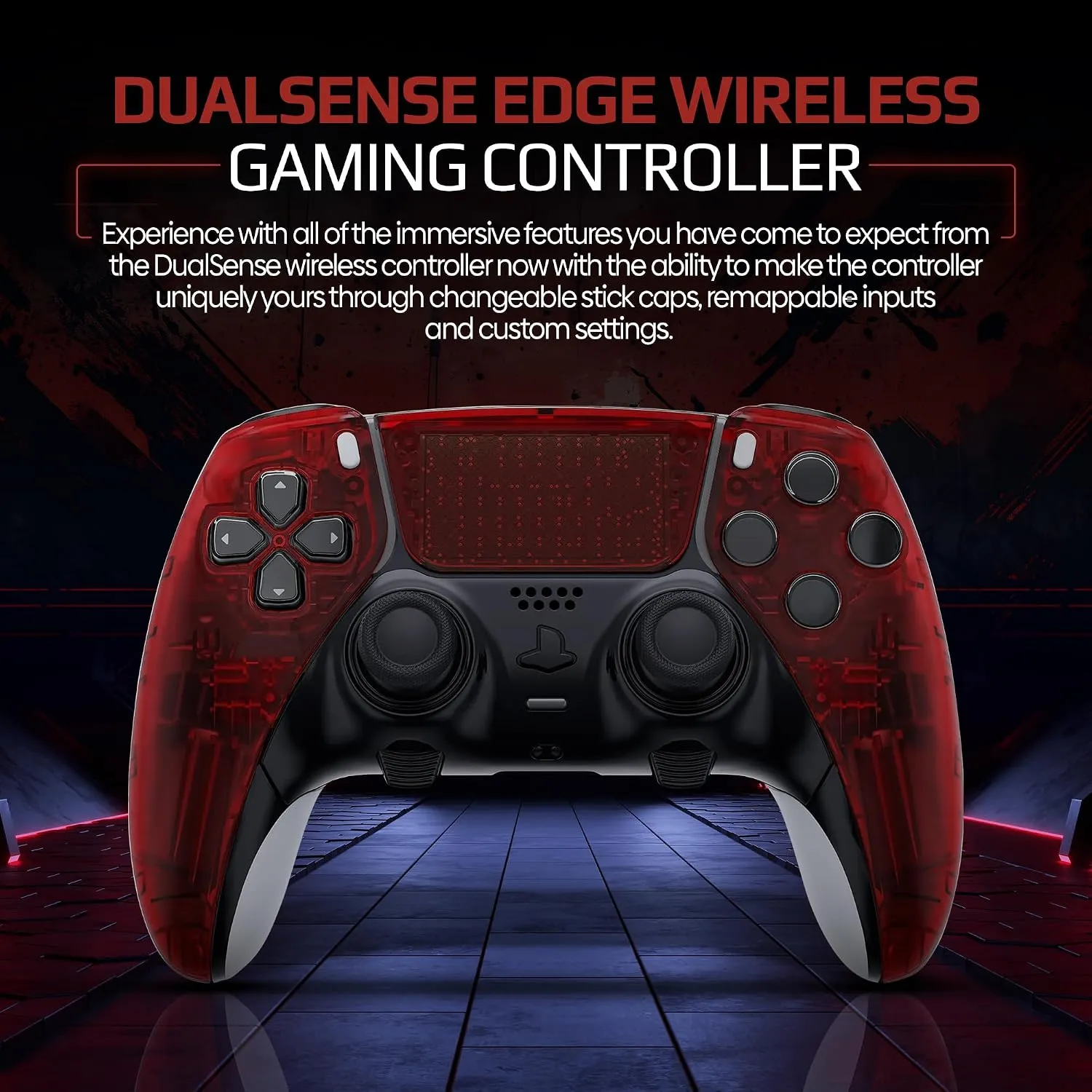 Clear Red custom PS5 Edge controller front design