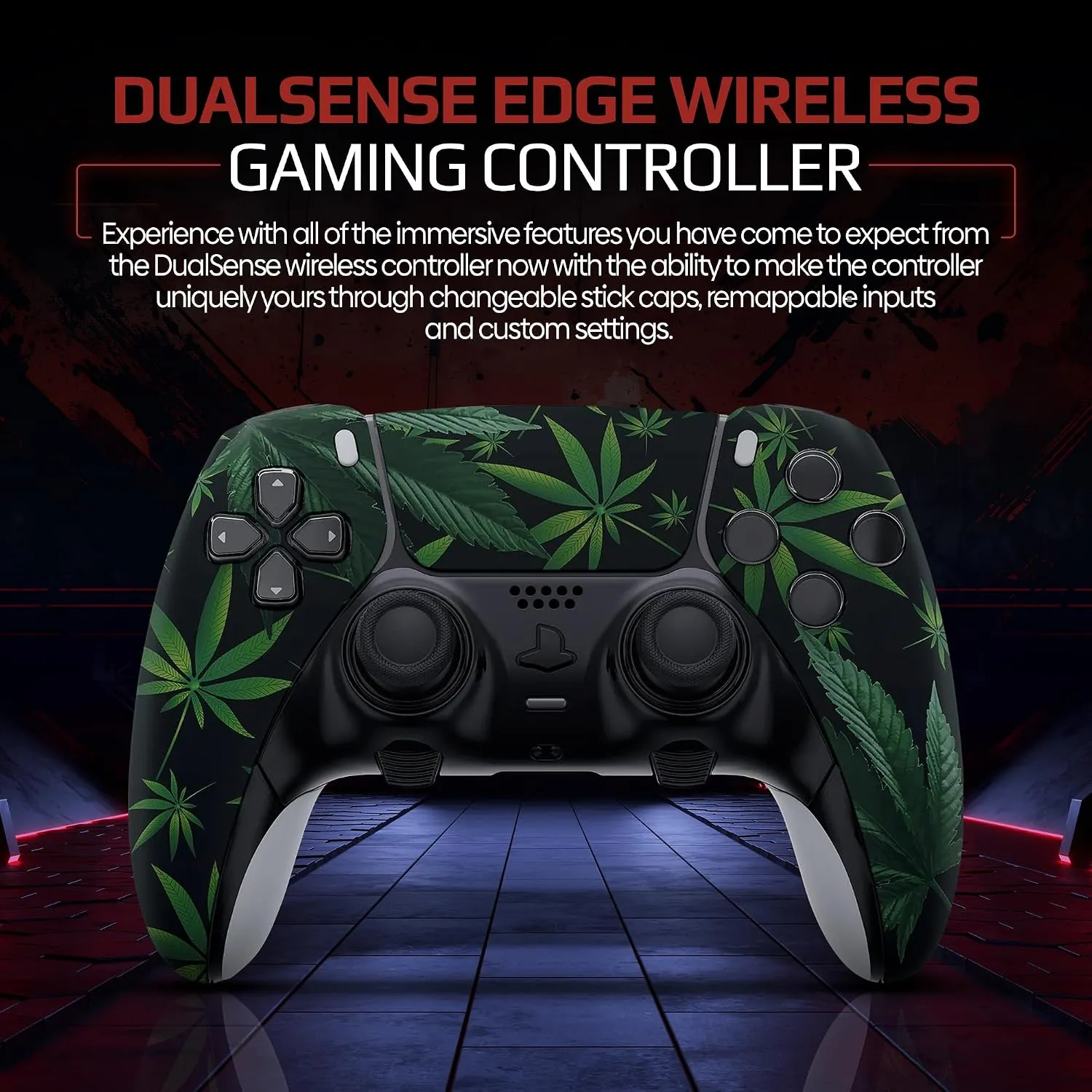 Weed Leaf custom PS5 Edge controller front design