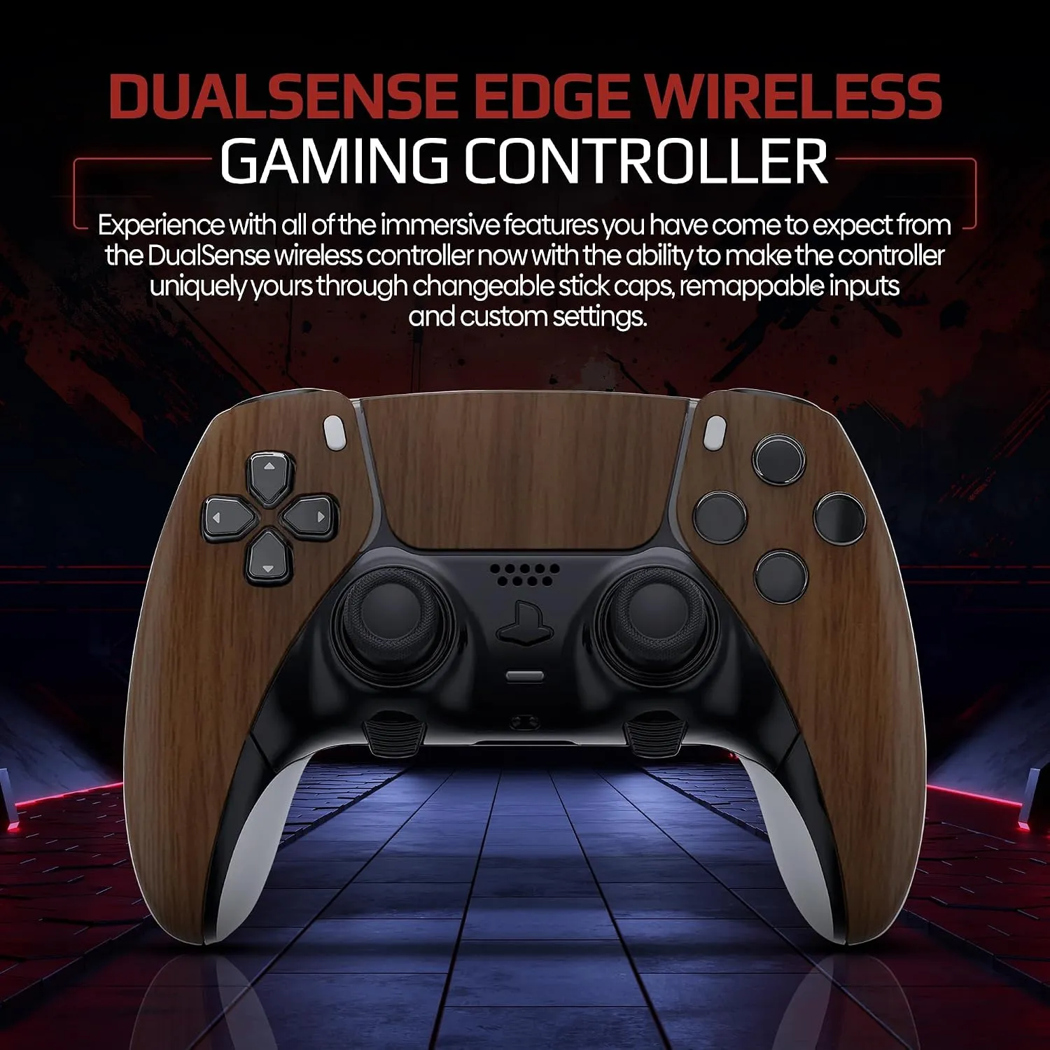 Wood Grain custom PS5 Edge controller front design