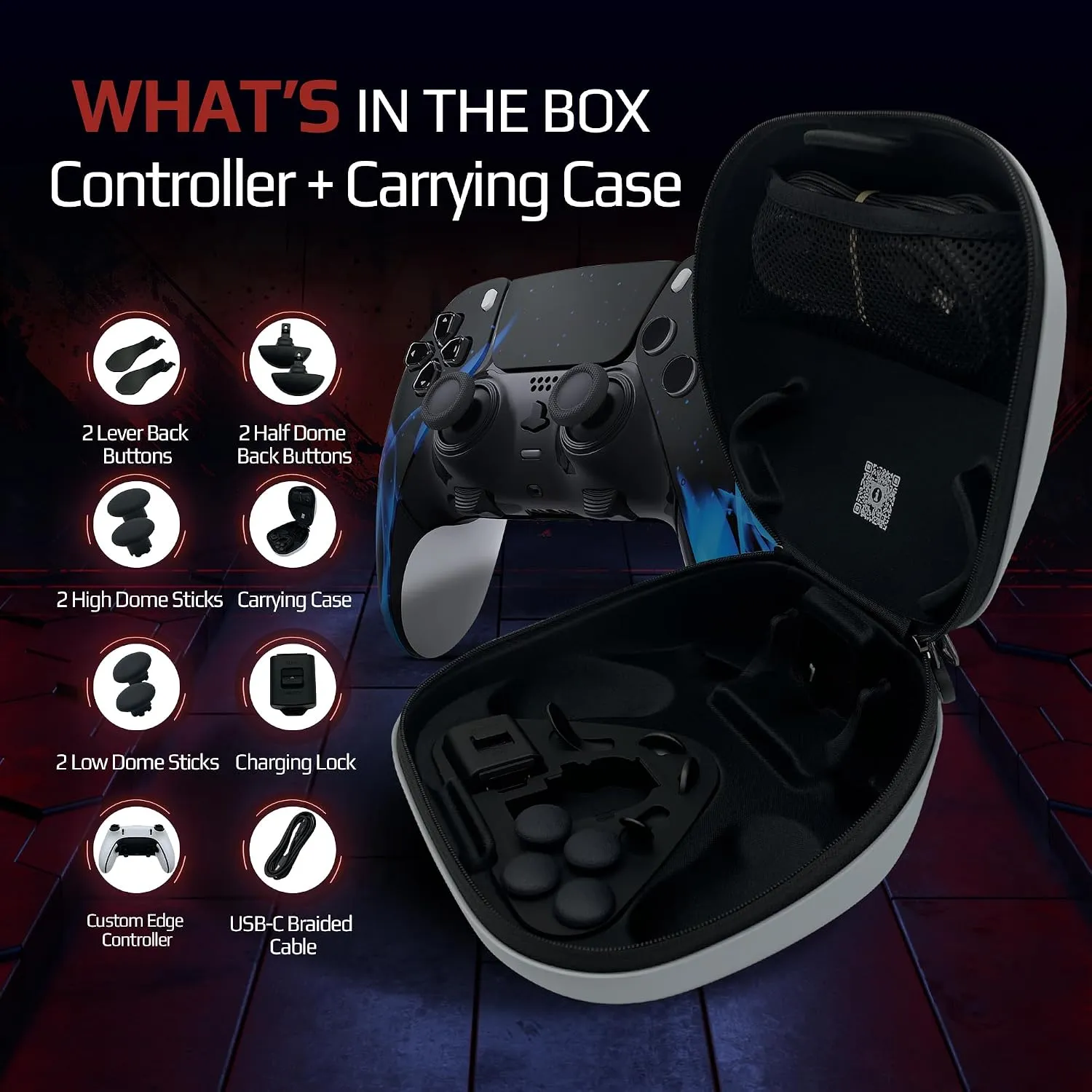 Blue Flames custom PS5 Edge controller package contents
