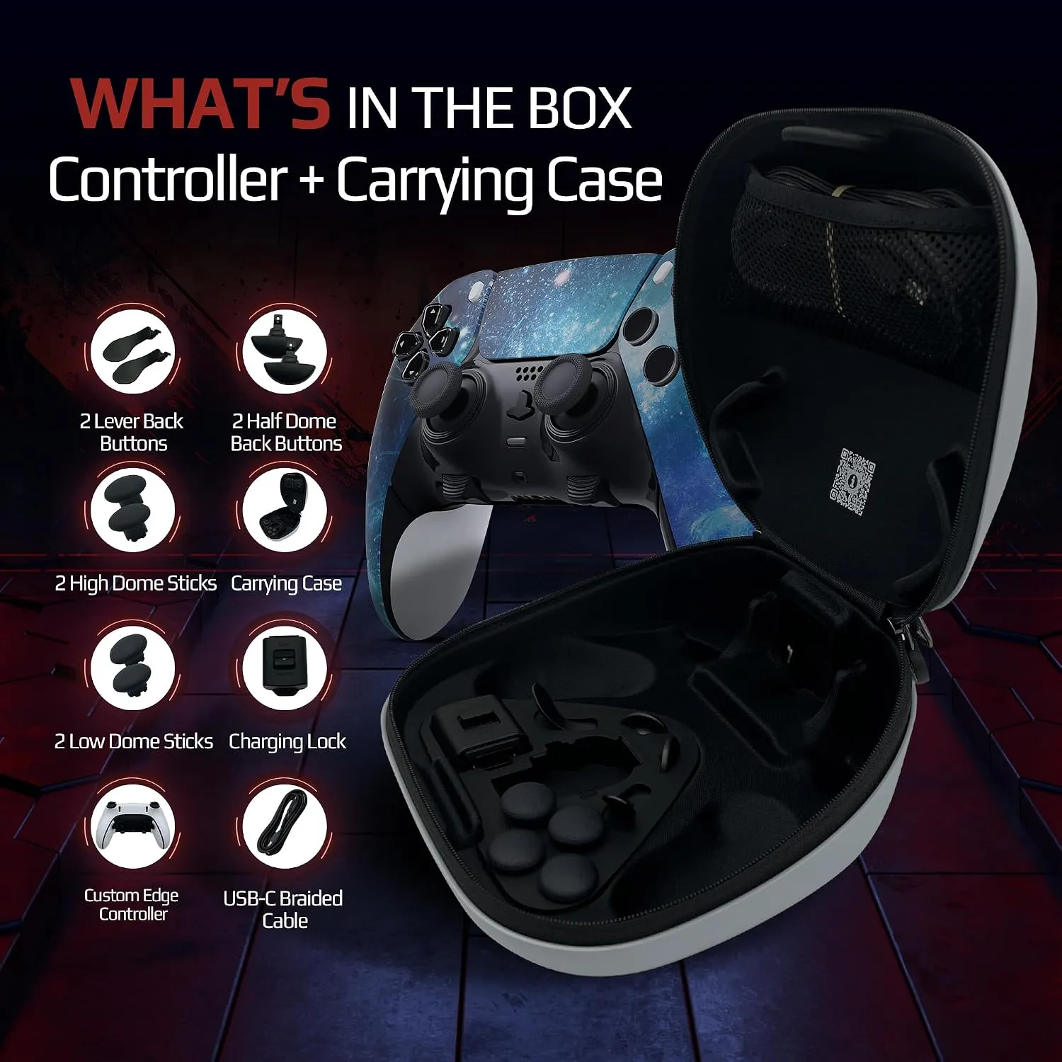 Blue Nebula custom PS5 Edge controller package contents