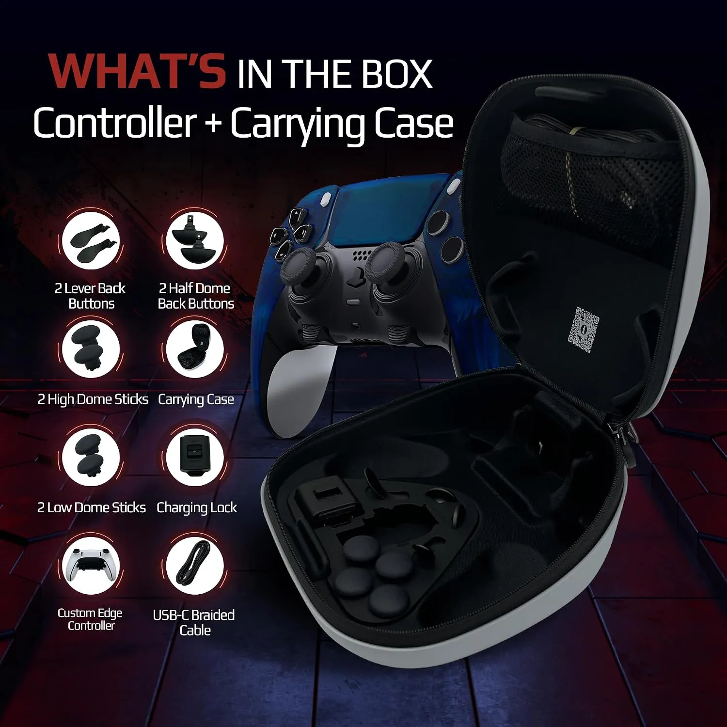 Clear Blue custom PS5 Edge controller package contents