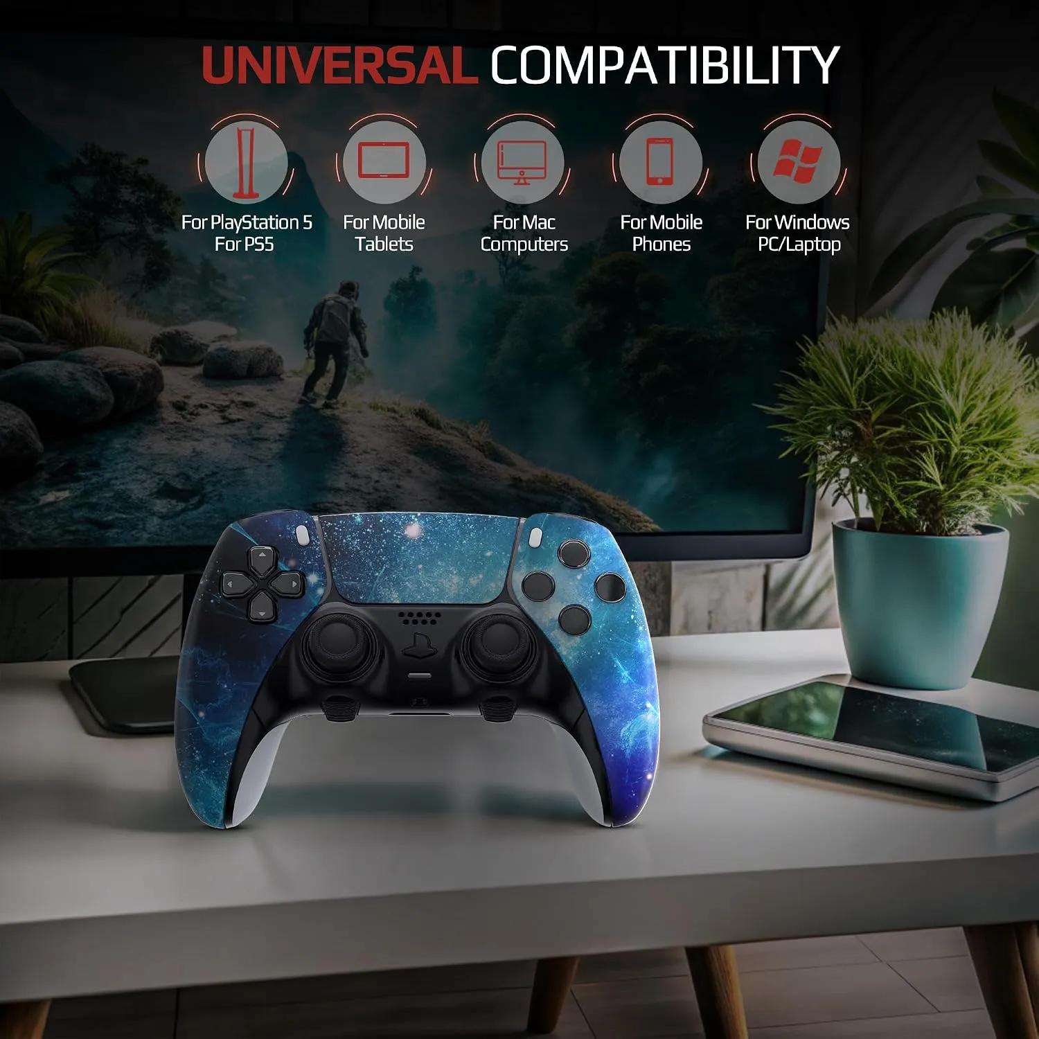 Blue Nebula custom PS5 Edge controller wireless gaming features