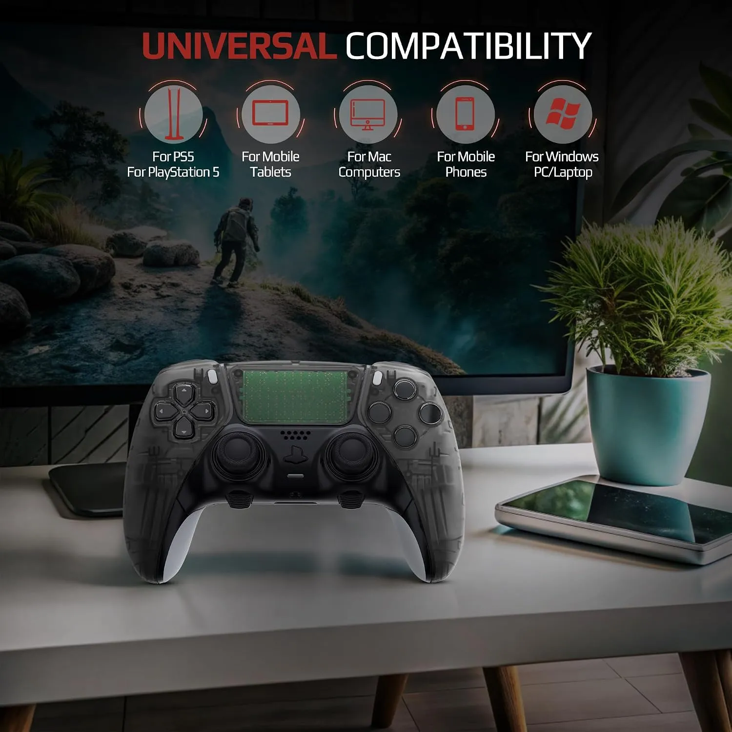 Clear Smoked custom PS5 Edge controller wireless gaming features