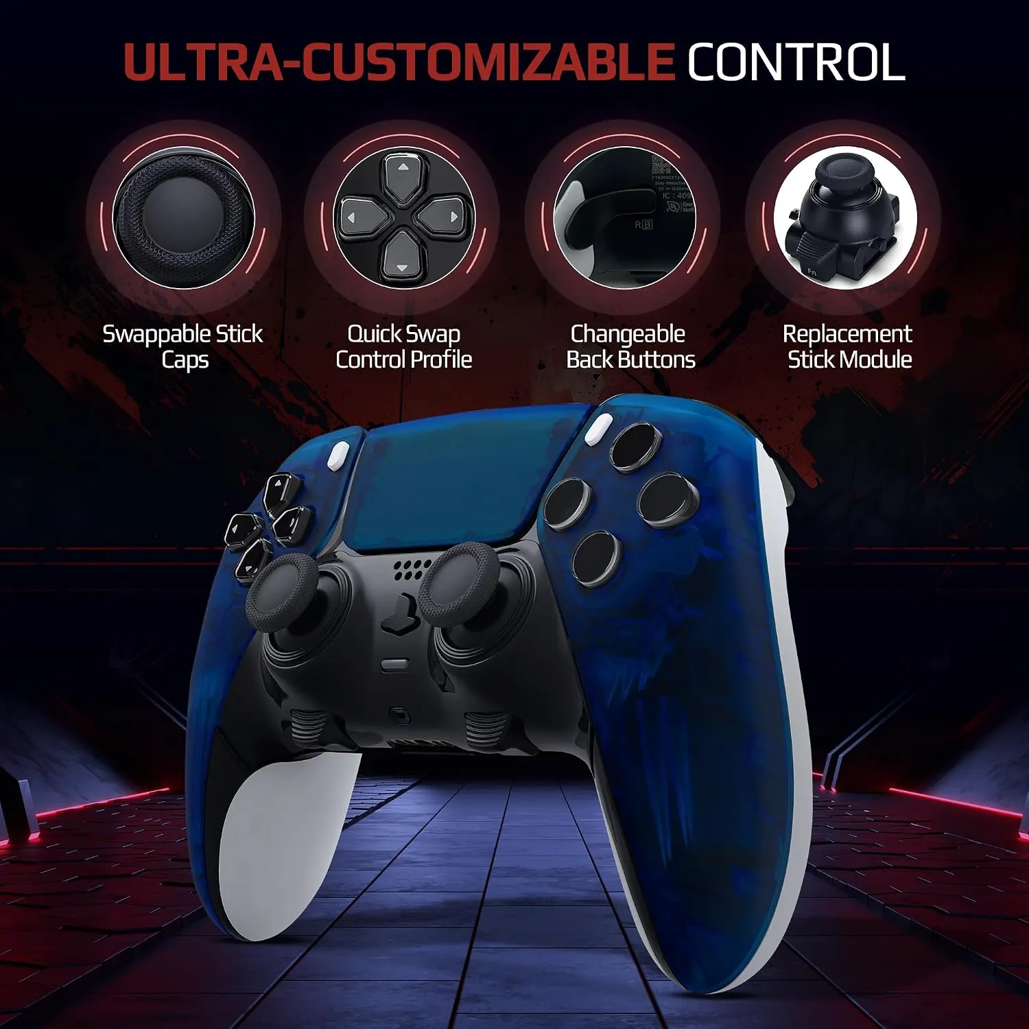 Clear Blue custom PS5 Edge controller remappable controls