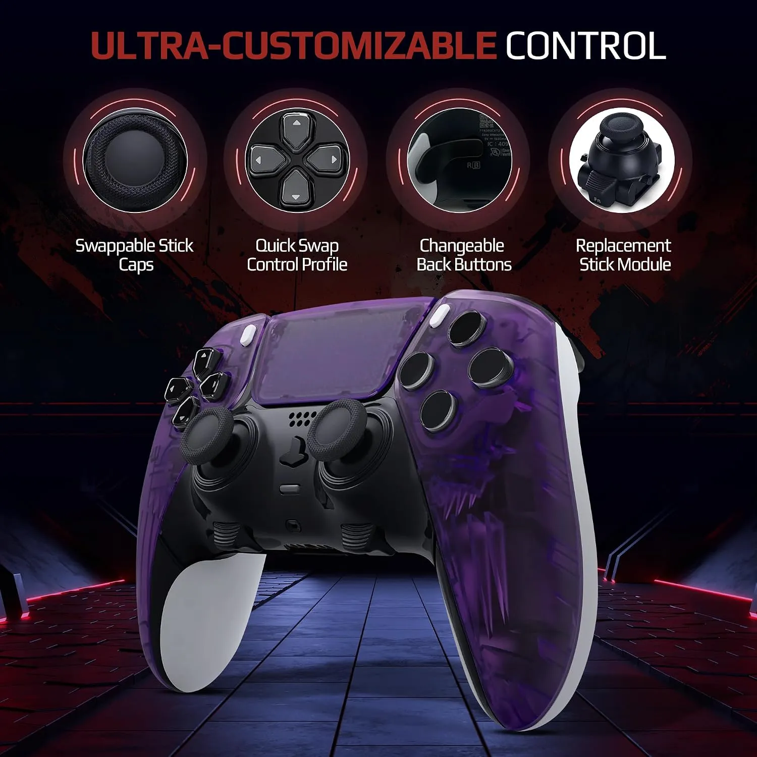 Clear Purple custom PS5 Edge controller remappable controls