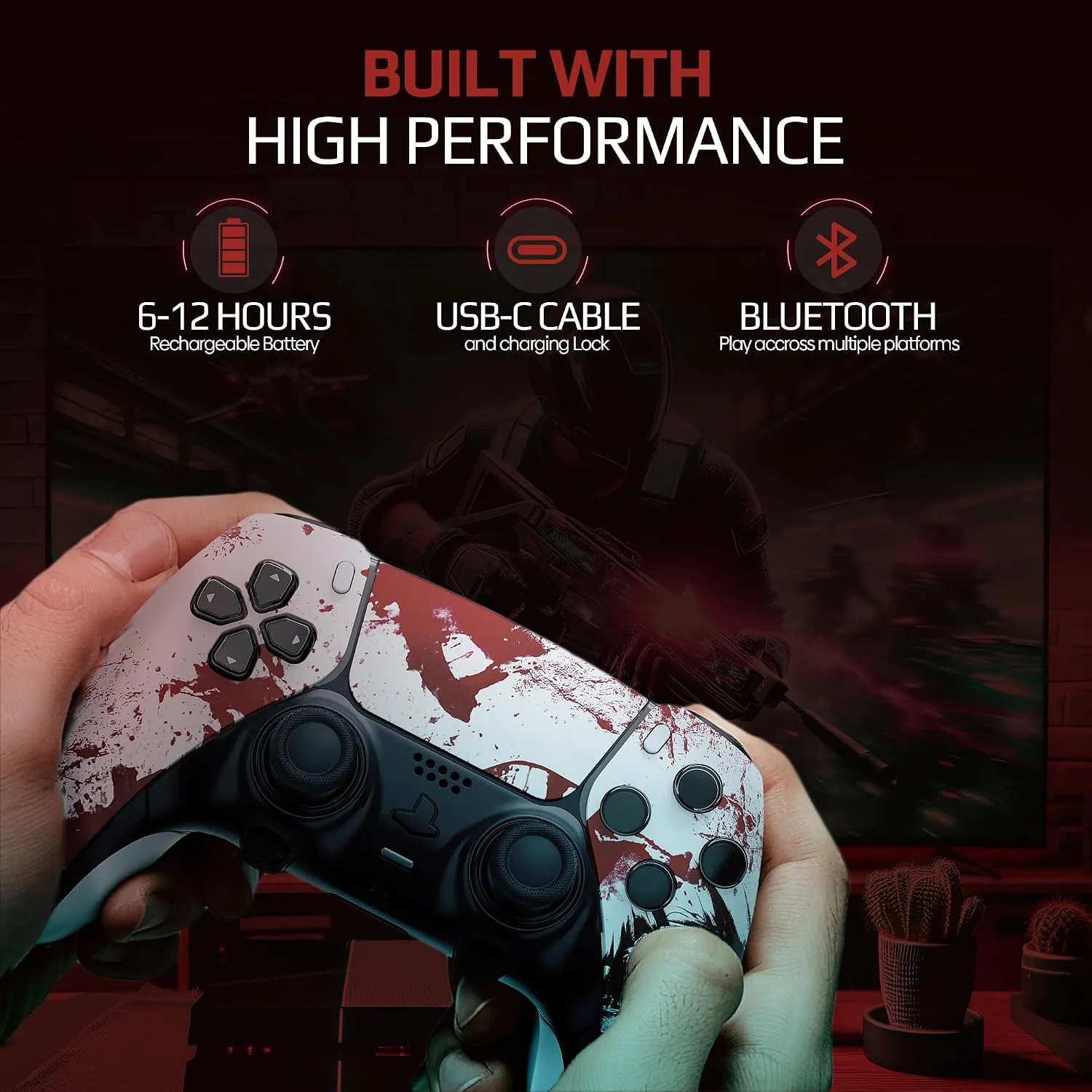 Blood Zombie custom PS5 Edge controller carrying case and accessories