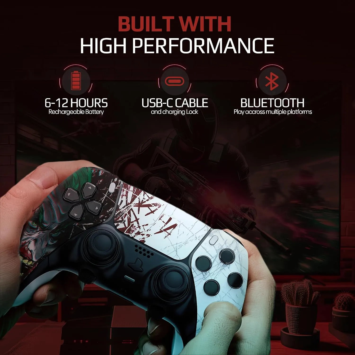 Joker HAHA custom PS5 Edge controller carrying case and accessories