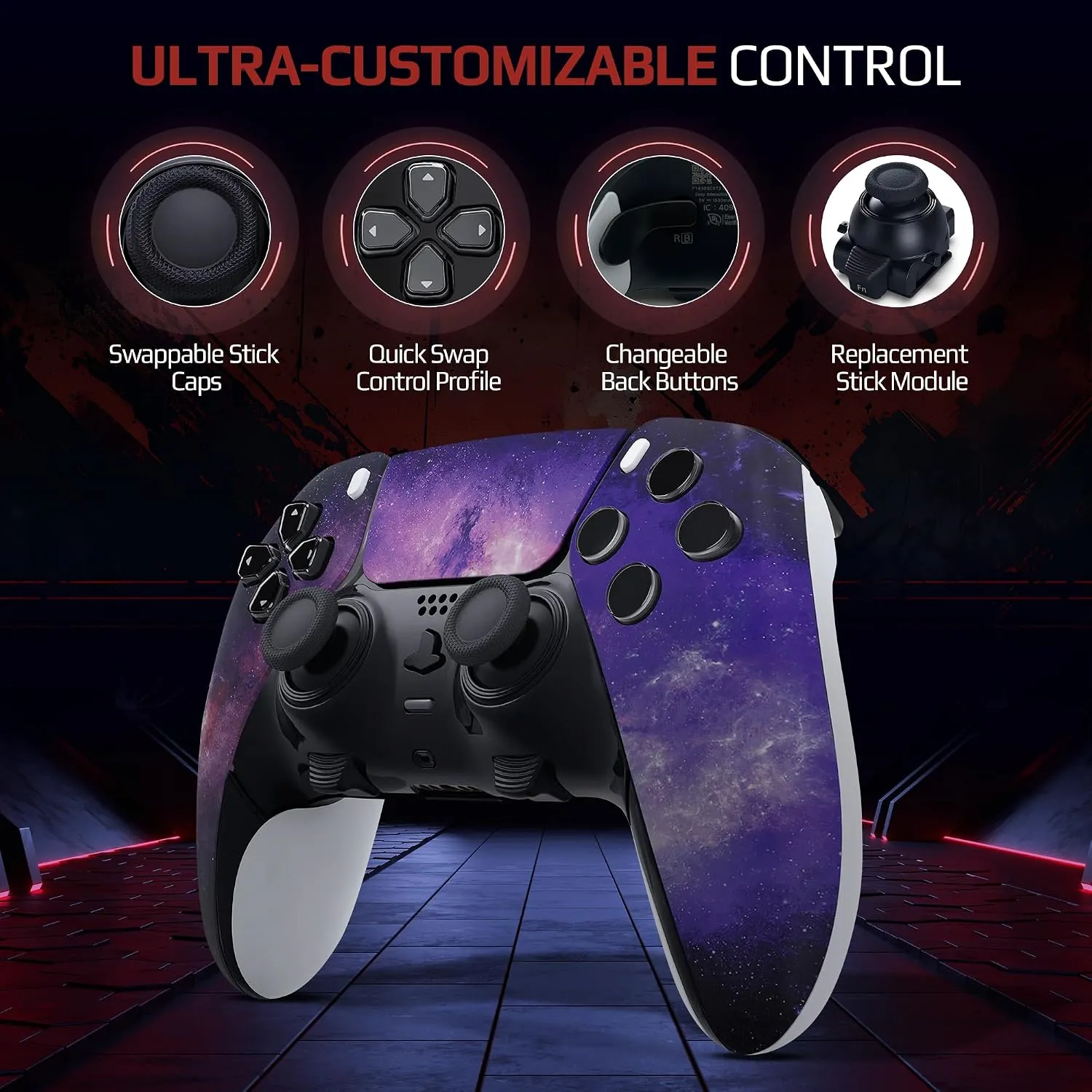 Nebula Galaxy custom PS5 Edge controller carrying case and accessories