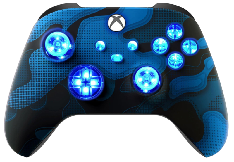 Blue Camo LED wireless controller for Xbox Series X|S and Xbox One