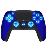 Blue Chrome Silent Modz LED Light Up Buttons Wireless Custom Controller for PS5