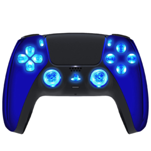 Blue Chrome Silent Modz LED Light Up Buttons Wireless Custom Controller for PS5