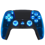 Blue Clear Silent Modz LED Light Up Buttons Wireless Custom Controller for PS5